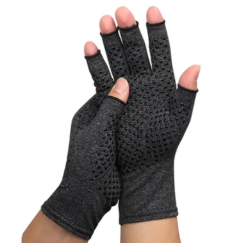 1 Пара компрессионных перчаток от артрита, женские, мужские, для снятия боли в суставах, бандаж на половину пальца, терапия, поддержка запястья, противоскользящие терапевтические перчатки