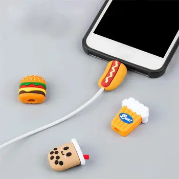 1 шт., милый Мультяшный USB-кабель, защита от укуса линии передачи данных, Защитный чехол для намотки кабеля, чехол для зарядного кабеля iPhone Android