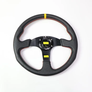 14-Дюймовое универсальное гоночное Дрифтерное рулевое колесо диаметром 340 мм, Дрифтерное черное рулевое колесо из натуральной кожи с логотипом