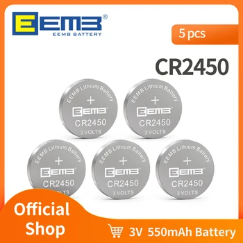 EEMB 5PCS CR2450 Кнопочная Батарея 2450 3V 550mAh Литиевая Батарея Монета Батарейки для Игрушек Часы Калькулятор Дистанционные Ключи от Автомобиля