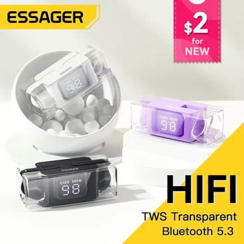 Essager TWS Беспроводные Наушники HiFi 4D Стерео Bluetooth Наушники С Микрофоном Сенсорное Управление Вкладыш С Зарядным Чехлом Дисплей питания