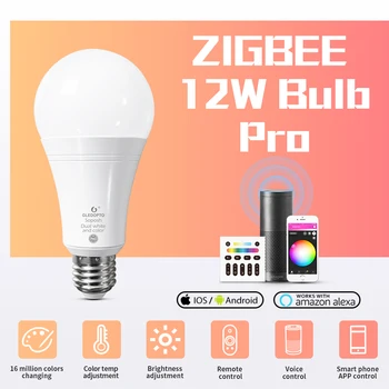 GLEDOPTO Smart ZigBee 3,0 светодиодная лампа Pro 12 Вт RGBCCT Лампочка Работает с Alexa Echo Plus SmartThings APP/Голосовое/радиочастотное Дистанционное управление