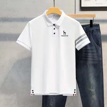 HAZZYS Golf Мужская одежда Поло, мужская рубашка с отворотом, Однотонные модные летние повседневные свободные топы с короткими рукавами, Теннисная лошадь