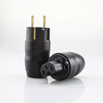 Hi-Fi X 1 пара Латунный 24K позолоченный штекер питания Schuko EU hi-Fi для адаптера-удлинителя силового кабеля DIY