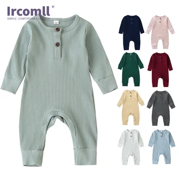 Ircomll/Одежда для малышей, Однотонный Простой Цельный комбинезон с длинными рукавами, Комбинезоны, Боди для младенцев, Комбинезоны