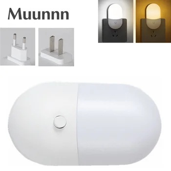 Muunnn светодиодный ночник с энергосберегающим управлением, Индукционный светодиодный ночник, штепсельная вилка ЕС, США, Великобритания, ночник с двойной цветовой температурой
