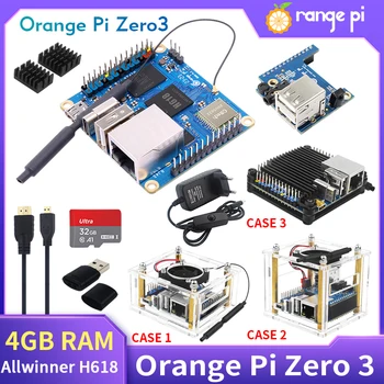 Orange Pi Zero 3 4 ГБ оперативной памяти Allwinner H618 Четырехъядерный процессор Cortex-A53 WiFi5 + BT 5.0 16 МБ SPI Flash Гигабитная локальная сеть Android Debian Ubuntu OS