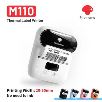 Phomemo M110 Принтер этикеток, Устройство для изготовления этикеток 20-50 мм с Bluetooth, Портативная карманная машина для наклеивания самоклеящихся наклеек для домашнего использования