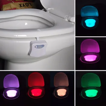 PIR датчик движения, сиденье для унитаза, новинка, светодиодная лампа, 8 цветов, Автоматическая смена инфракрасного индукционного света, чаша для освещения ванной комнаты