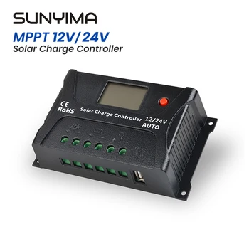SUNYIMA MPPT PWM Солнечный контроллер заряда 12 В 24 В 10A 20A Солнечный контроллер Солнечная панель Регулятор батареи 4 USB 5 В ЖК-дисплей