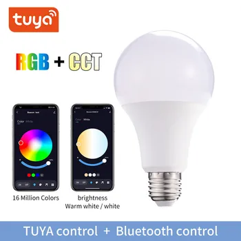 Tuya Bluetooth RGB Лампа Smart Light Home 15 Вт E27 Светодиодная Лампа с Голосовым Управлением и Затемнением для Homekit Siri Alexa Google Assistant