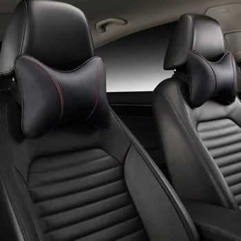 Автомобильная подушка для шеи, кожаный подголовник сиденья, автомобильная подушка для отдыха, автомобильный стайлинг, 1 пара подголовников для автомобильных сидений.
