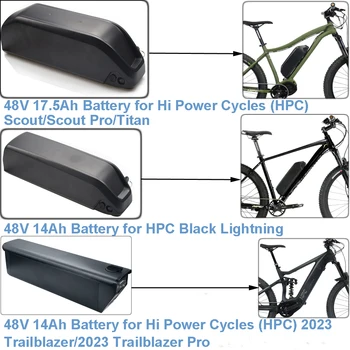 Аккумулятор для электровелосипеда 48V 14Ah 17.5Ah Li-ion Battery for Hi Power Cycles HPC Trailblazer Scout Pro Titan Black Lightning E-Bike