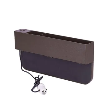 Боковой органайзер для автомобильной консоли Из искусственной кожи, Многофункциональное Автокресло, карман с боковым разрезом, коробка для хранения с двойным USB-зарядным устройством