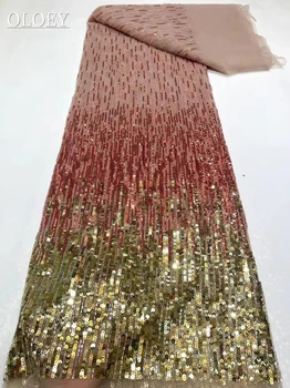 Высококачественная Модная Французская Сетчатая Кружевная ткань с вышивкой в африканском Нигерийском стиле, Кружевная ткань с пайетками Для Свадебного платья