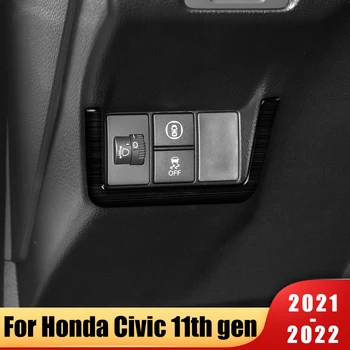 Главный водитель автомобиля из нержавеющей стали, Противоскользящая кнопка переключения, рамка, накладка, наклейка для Honda Civic 11th Gen 2021 2022, Аксессуары