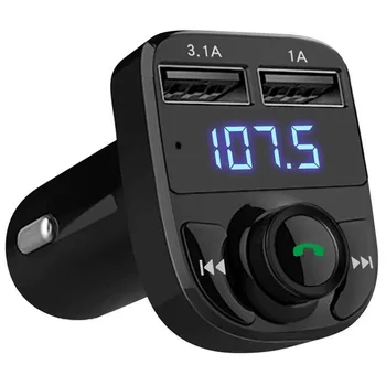 Громкая связь Автомобильное зарядное устройство Беспроводной Bluetooth FM-передатчик радиоприемник Mp3 аудио Музыкальный стерео адаптер с двумя USB-портами