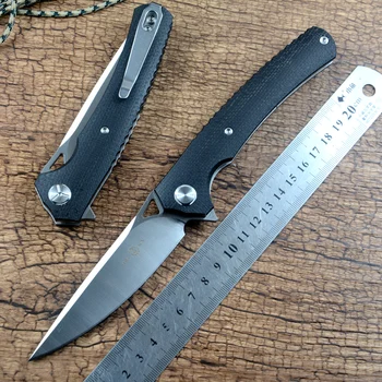 Два карманных охотничьих складных Ножа Fast Open Flipper D2 Со Стальным лезвием, черная ручка из микарты TS81