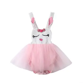 Детская одежда Для Новорожденных Девочек, кружевной комбинезон Принцессы с кроликом, платье-пачка, вечерние платья, Размер 0-24 м