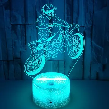 Детский ночник для езды на мотоцикле, 3D иллюзия, ночник, 7 цветов, меняющий цвет, светодиодный детский ночник, подарок для мальчиков