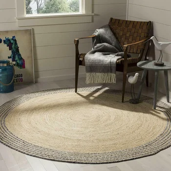 Джутовый натуральный плетеный коврик ручной работы Baige Area Круглый напольный коврик и ковровые покрытия для дома и гостиной