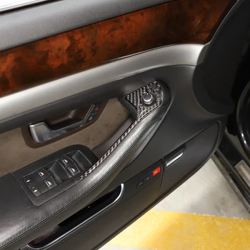 Для Audi A8 D3 D4 04-12 Мягкое Карбоновое Автомобильное Зеркало заднего Вида Регулировочная Рамка Стеклянная Подъемная Рамка Накладка Наклейка Автомобильные Аксессуары
