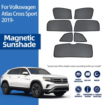 Для Volkswagen VW Atlas Cross Sport 2019-2023 Солнцезащитный Козырек На Боковое Стекло, Магнитный Автомобильный Козырек, Шторка На Лобовое Стекло Спереди И Сзади