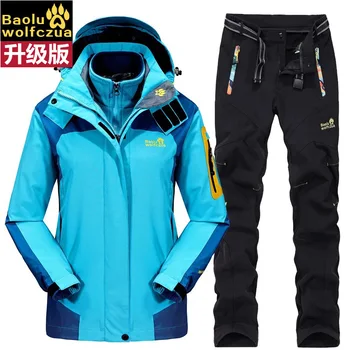 Женская походная куртка 3 в 1, Комплект брюк, Термальное Непромокаемое Пальто, Лыжный костюм для Рыбалки, Спортивный костюм для активного отдыха на Весну-Осень-Зиму
