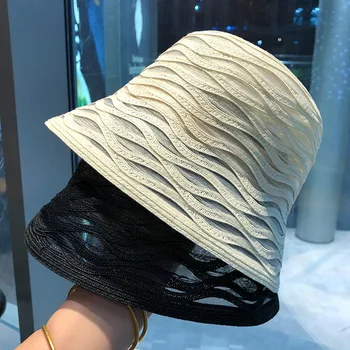Женская Рыбацкая шляпа из органзы в полоску, Летние повседневные пляжные шляпы, Женские солнцезащитные ведра для отдыха на открытом воздухе Bob Gorras