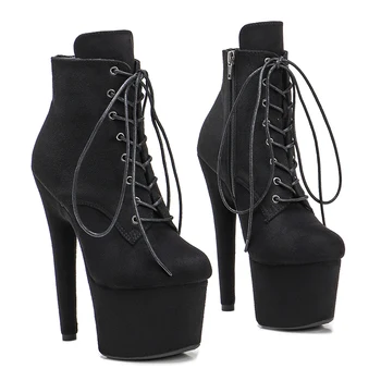 Женские ботинки на платформе 17 см/7 дюймов, вечерние туфли на высоком каблуке, обувь для танцев на шесте