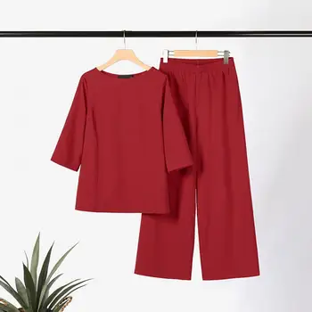 Женский брючный комплект, Женские широкие брюки, Стильный женский комплект из 2 предметов, футболка свободного кроя, Широкие брюки для комфортного модного