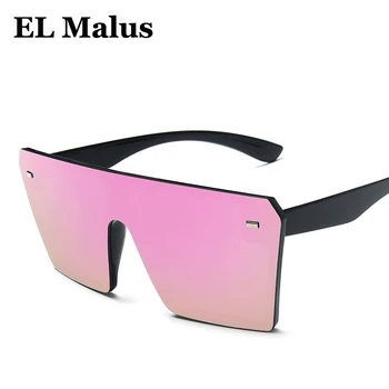 Заклепки Y2K Цельные негабаритные квадратные солнцезащитные очки женские мужские Винтажные металлические шарниры Розовые зеркальные градиентные линзы Уличные большие очки