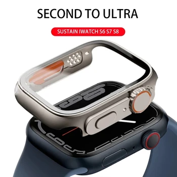 Замена на Ultra для корпуса Apple Watch из закаленного стекла 8 7 6 5 4 45 мм 44 мм 41 мм 40 мм Обновление внешнего вида до рамки Ultra 49 мм