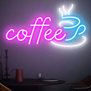 Кофейный светодиодный неоновый светильник, Изготовленные на заказ Неоновые вывески для кафе, Кафе-бар, Магазин украшений, Домашняя Спальня, Кухня, Офис, Декор стен