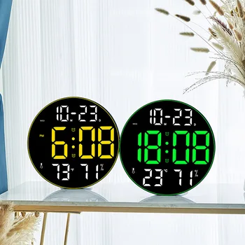 Красочные светодиодные цифровые настенные часы с дистанционным управлением Температура Влажность Дата Время Неделя Дисплей Настольный электронный будильник