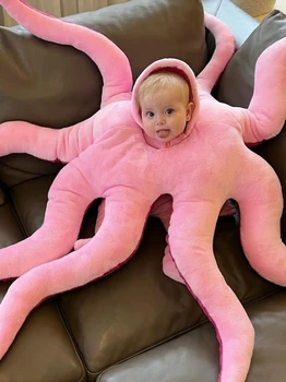 Милый гигантский осьминог, забавный осьминог, одевающийся плюшевая кукла, игрушка-подушка, кукла