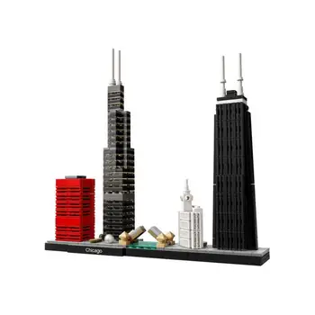 Модель города Чикаго, США, строительный блок, игрушечные кирпичи