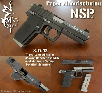 Модель пистолета NSP Тонкой структуры в масштабе 1: 1, Бумажная модель Пистолета Ручной работы, игрушка, Повседневное Украшение-головоломка