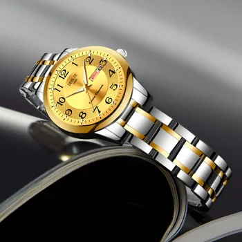 Модные ультратонкие стальные часы с двойным календарем, светящиеся водонепроницаемые цифровые весы, Кварцевые часы для женщин, подарочные часы
