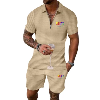 Мужская летняя футболка с короткими рукавами, шорты, повседневный костюм, мужской трендовый модный спортивный бренд, комплект из двух предметов