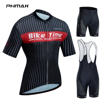 Мужской Велосипедный костюм PHMAX Racing с карманами, Одежда для верховой езды, Летний Дышащий Велосипед с короткими рукавами, Комплект из Джерси для Велоспорта