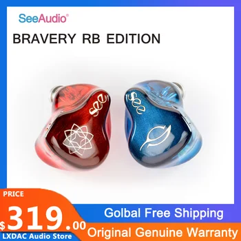 Наушники SeeAudio Bravery RB Edition Anniversary Hifi с 4 Балансными Арматурными наушниками-вкладышами, 2 Контактных съемных кабельных головки 0,78 мм