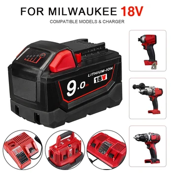 Новая Замена 18V 9Ah для литиевой батареи Milwaukee M18 XC 48-11-1860 48-11-1850 48-11-1840 48-11-1820 Аккумуляторных Батарей