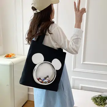 Новая холщовая сумка Disney's, универсальные простые маленькие сумки с верхней ручкой для свежей девушки, милая сумка-тоут для студентов