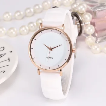 Новые простые женские часы, Модные Элегантные женские часы из розового золота, Женские повседневные женские часы с силиконовой лентой Reloj Mujer, Белые часы