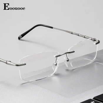 Очки в оправе без оправы, мужские Металлические Бамбуковые очки с защитой от синего света, для чтения при близорукости по рецепту врача