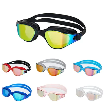 Очки для плавания с гальваническим покрытием для взрослых, водонепроницаемые и противотуманные, большое поле зрения, высококачественные модные очки