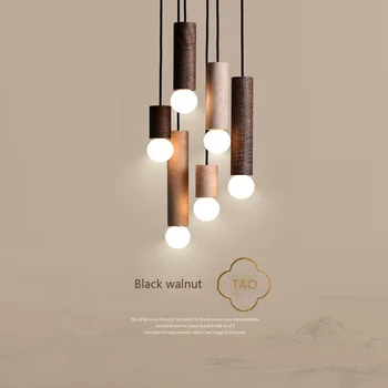 Подвесной светильник PHYVAL Nordic из черного ореха, японский светильник для столовой, новая китайская люстра с одной головкой, небольшие подвесные светильники