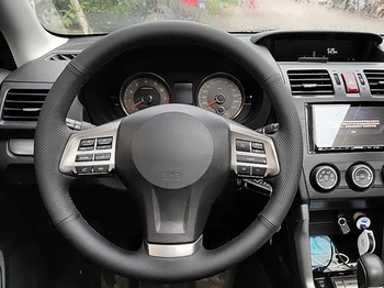 Подходит для Subaru Foreste 2013 2014 2015, сшитый вручную кожаный чехол на руль