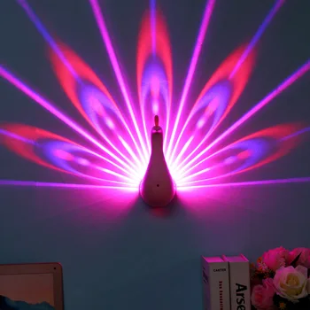 Проекционная лампа в виде Павлина для домашнего творчества Декоративные светильники USB Красочный пульт дистанционного управления ночник 3 цвета